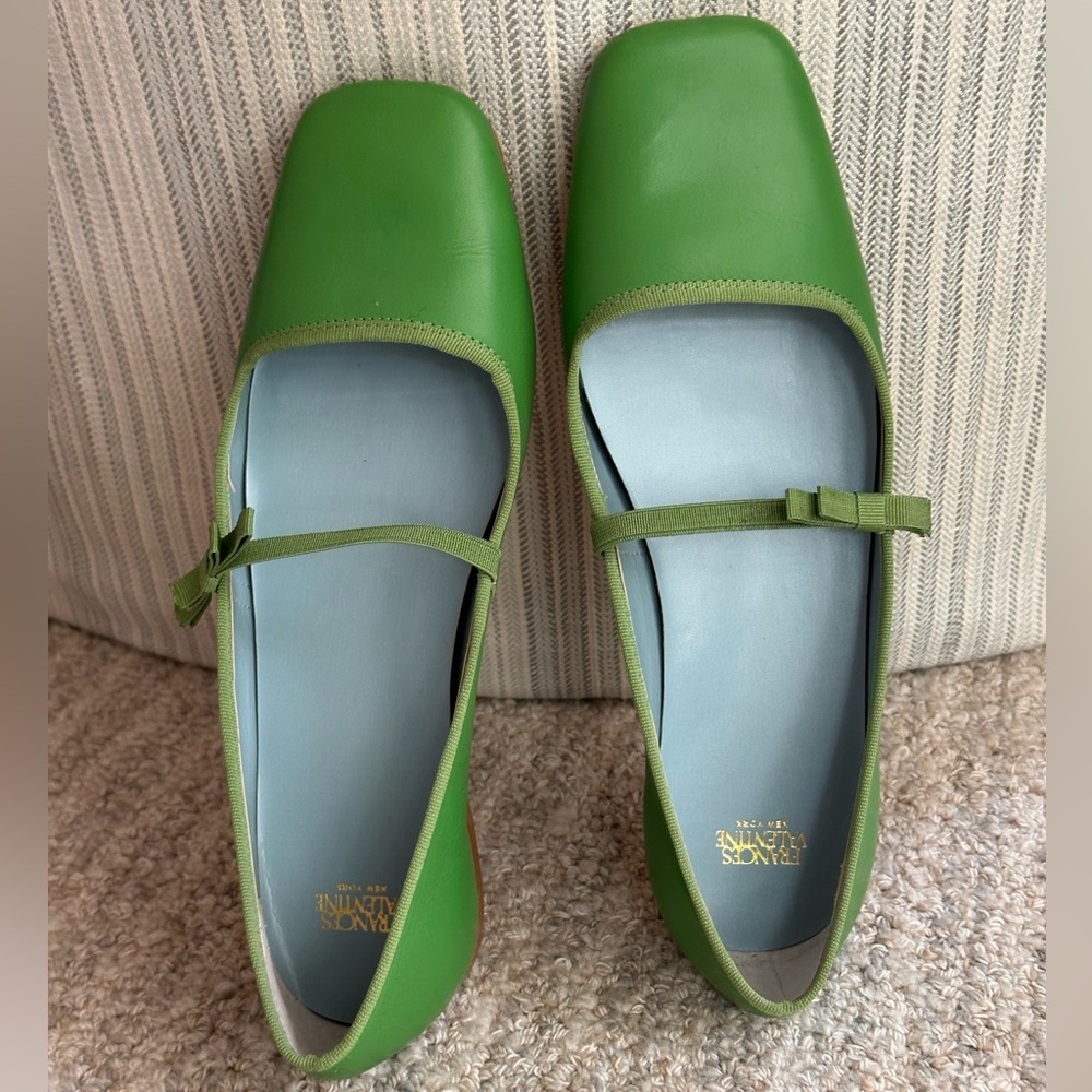 Frances Valentine Green Mary Jane Flats with Bow